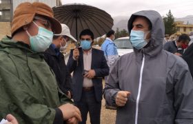 بازدید بارانی استاندار از برخی معابر و محلات شهر یاسوج